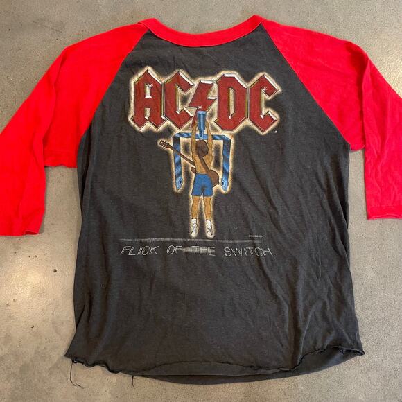 Vintage Original ACDC Raglan double sided Flick of switch Tour 1983 tshirt Large - Picture 3 of 4